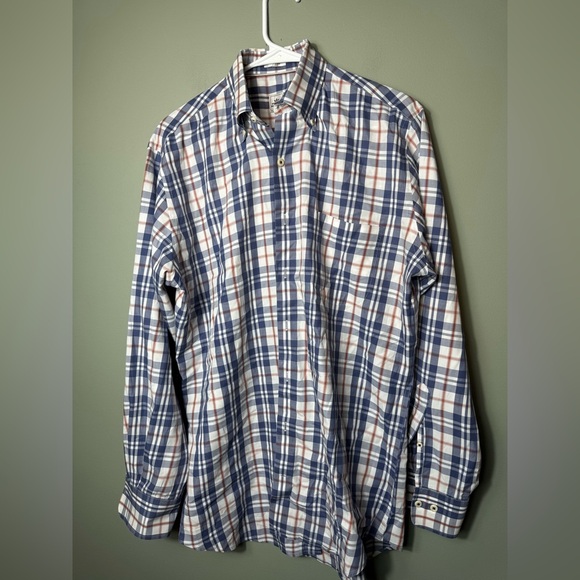 Peter Millar Men’s Long Sleeve Blue Plaid 100% cotton Size Medium‎ - Picture 1 of 7